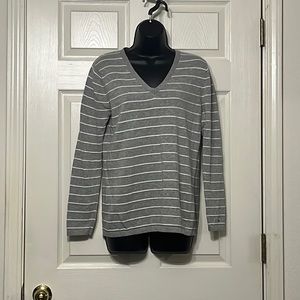 TH grey & white striped sweater